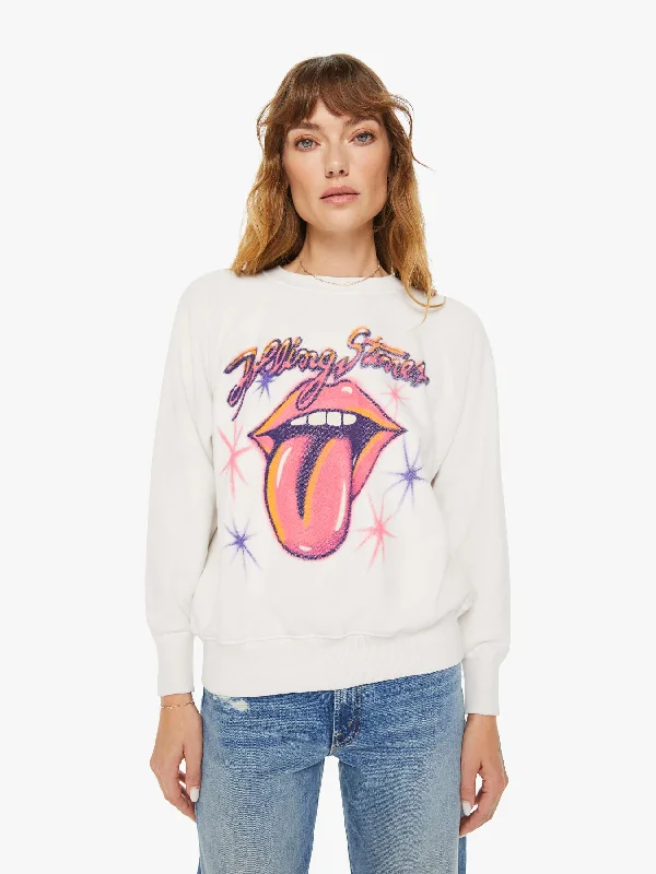 MadeWorn Rolling Stones Airbrush Shrunken Sweatshirt - Vintage White Relaxed Women's MadeWorn Rolling Stones Airbrush Shrunken Sweatshirt - Vintage White Relaxed Women's