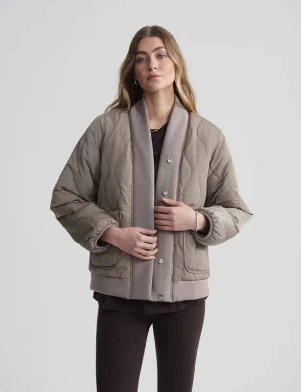 Joanna Reversible Jacket - Fungi/Coffee Quartz Polished Women's Silk