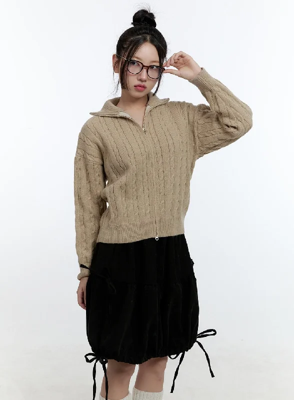 Cable Knit Zip Up Cardigan CD420 Confident Women's Power