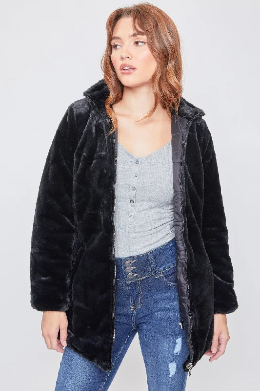 Women's Winter Faux Fur Reversible Jacket Gym