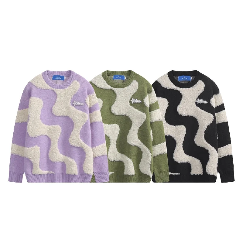 New Sweater Colorful Mixed Colors College Style Top Loose Pullover Street