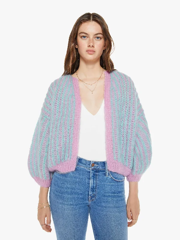 Maiami Mohair Brioche Bomber Cardigan - Rose-Mint Sharp Women's Italian