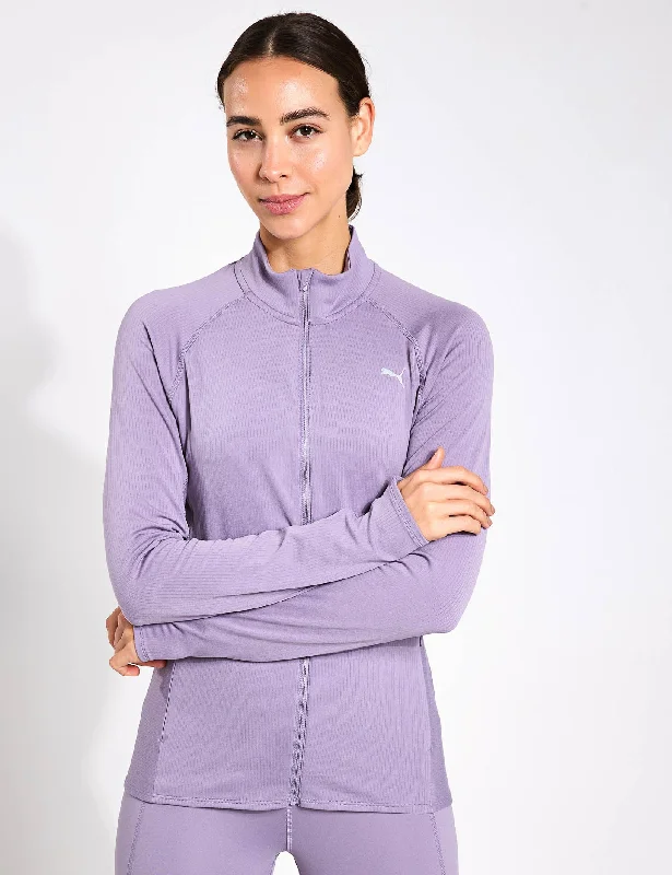 Run For Her Ribbed Full-Zip Jacket - Pale Plum Tough Women's Military - inspired