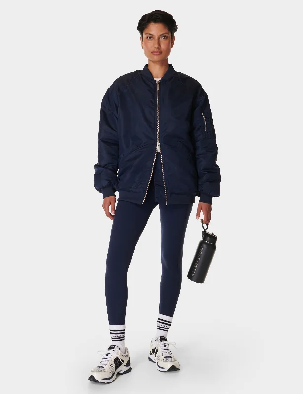 Cityscape Longline Bomber - Navy Blue Athletic Women's 