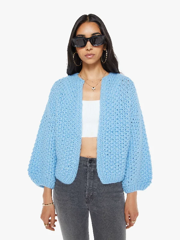 Maiami Alpaca Pearl Pattern Bomber Cardigan - Alaskan Blue Modern Women's 