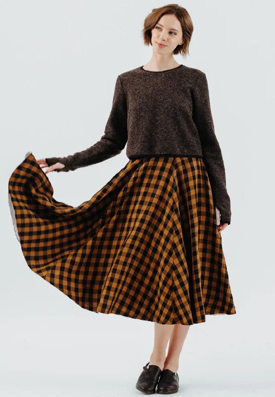 Crop Sweater, Wool, Autumn Brown Preppy Women's College