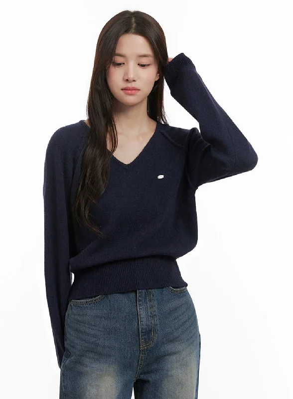 Comfort V-Neck Crop Sweater IJ510 Dynamic Women's Moto