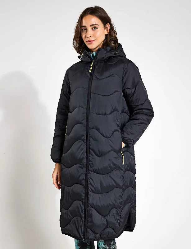 Stormwear Quilted Hooded Longline Puffer Coat - Black Refined Women's Classic 