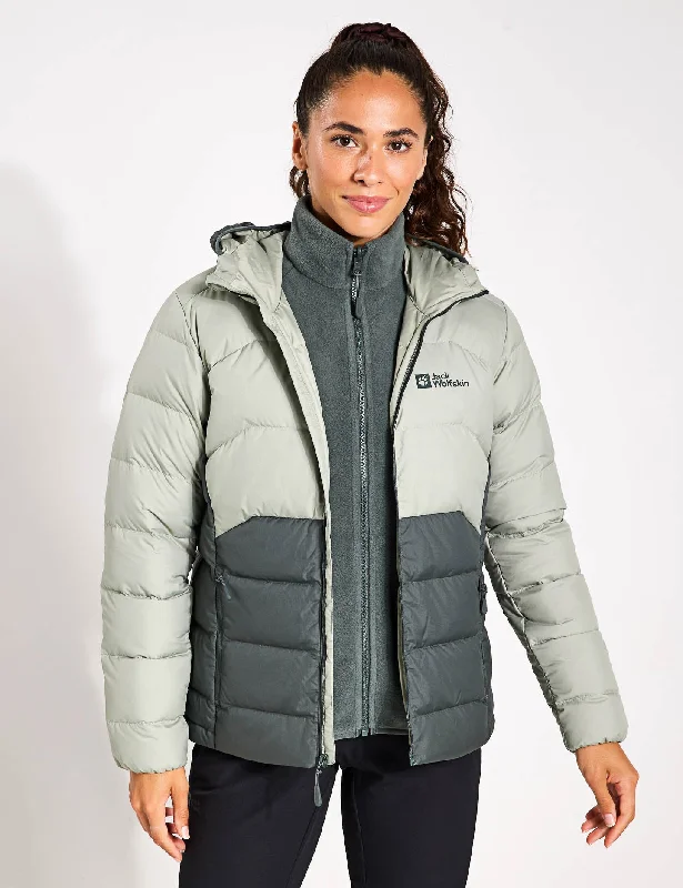 Ather Down Hooded Jacket - Slate Green Cozy Women's Sherpa - lined