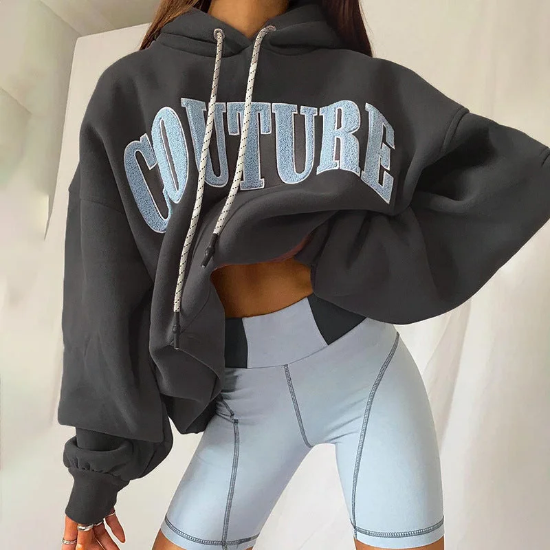 Hot sales letter hooded drawstring long sleeve sweartsuit ouversized unisex hoodies casual lady printed streetwear hoodie Cashmere