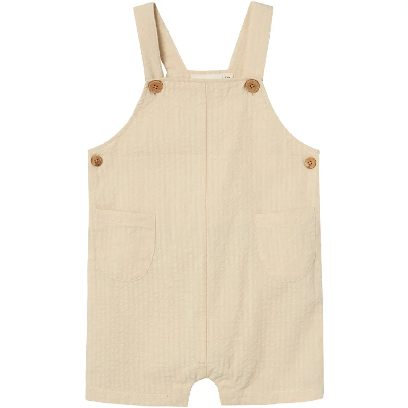 Lil'Atelier Bleached Sand Homan Loose Overall Shorts Geometric