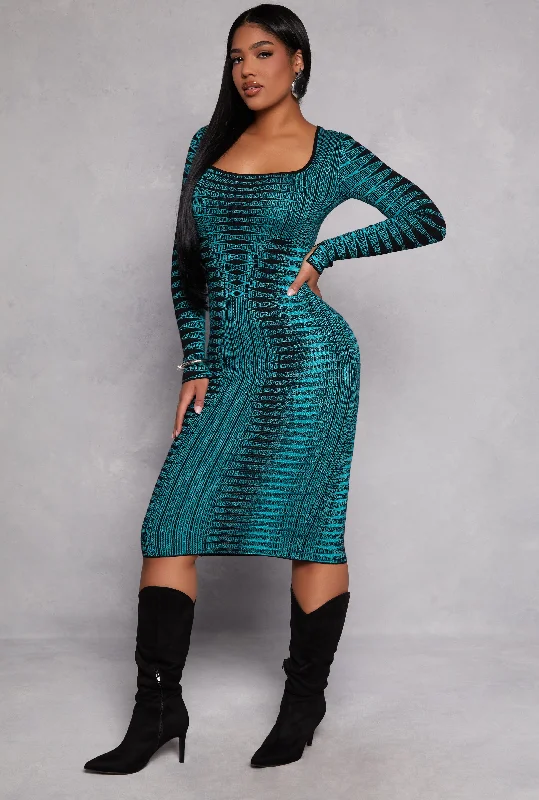 Abstract Patterned Sweater Dress Cool Women's Skate