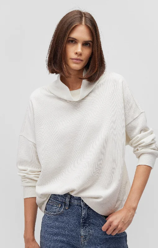 SHAWL NECK SWEATER IN ANTIQUE WHITE Contemporary 
