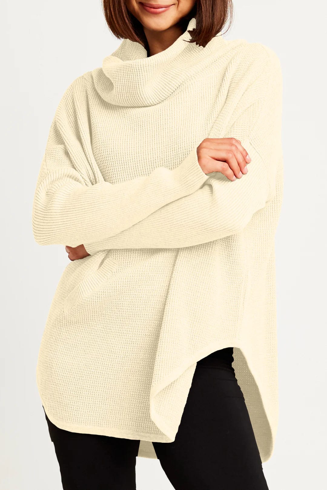 Planet Pima Cotton Waffle Cowl Sweater Traditional Women's Wool