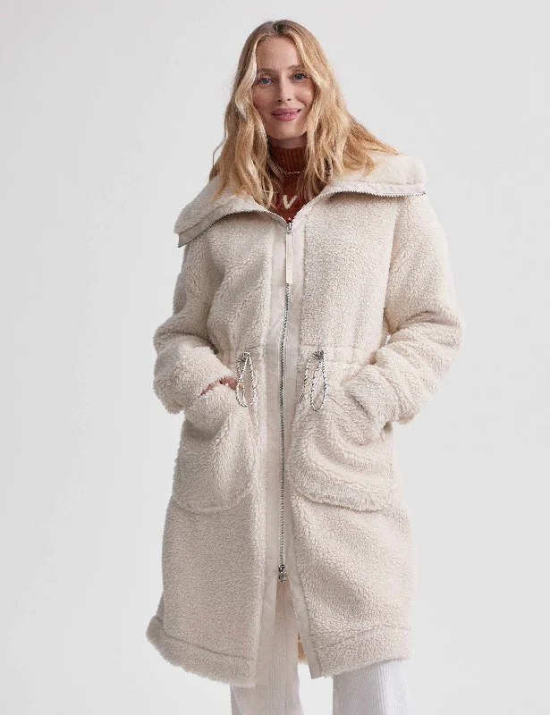 Logan Sherpa Coat - Sandshell Dapper Women's Bow - adorned