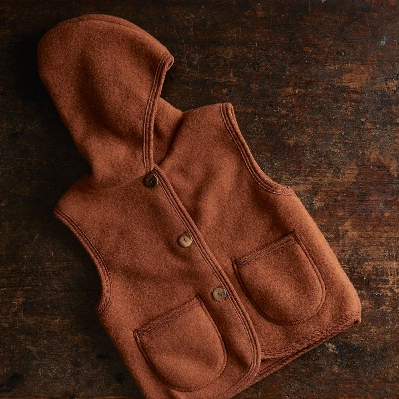 Falcon Vest - Merino Wool Fleece - Deep Rust Classic Women's Tweed