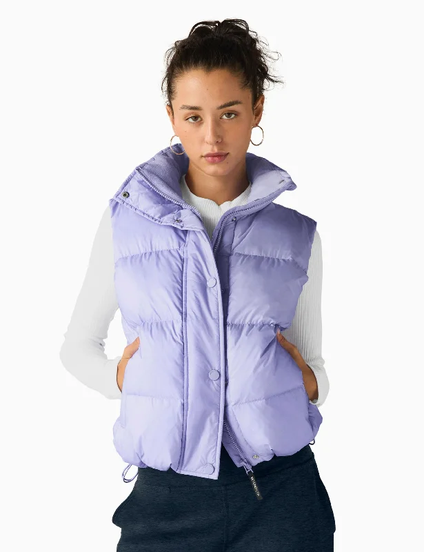 Big Cozy Puffer Vest - Blue Frost Monochromatic Office Style