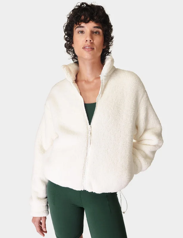 Canyon Fleece Zip Up - Lily White Monochromatic Office Style
