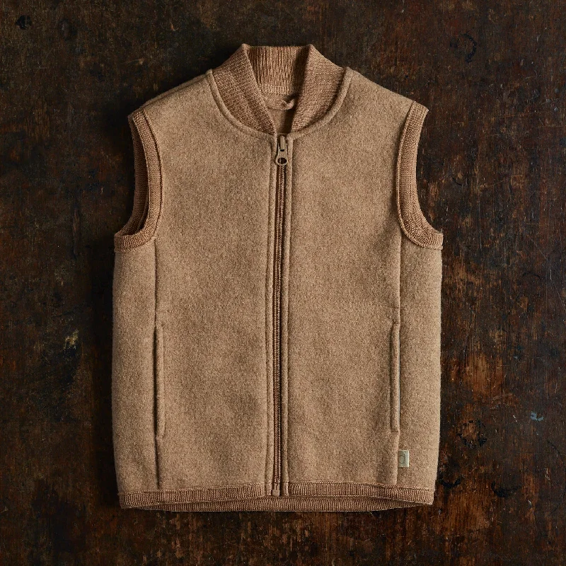 Boiled Merino Wool Zip Vest - Caramel Gym