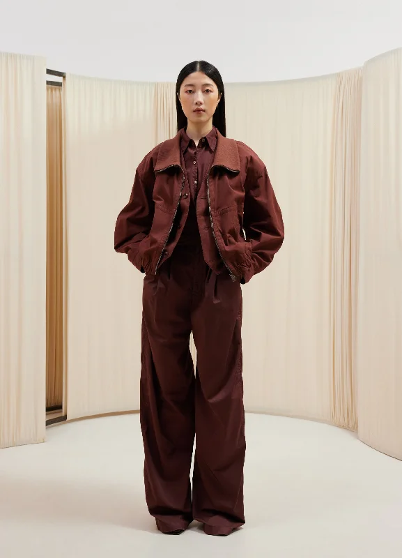 DOUBLE LAYER BLOUSON WITH RIB Feminine Women's Soft 