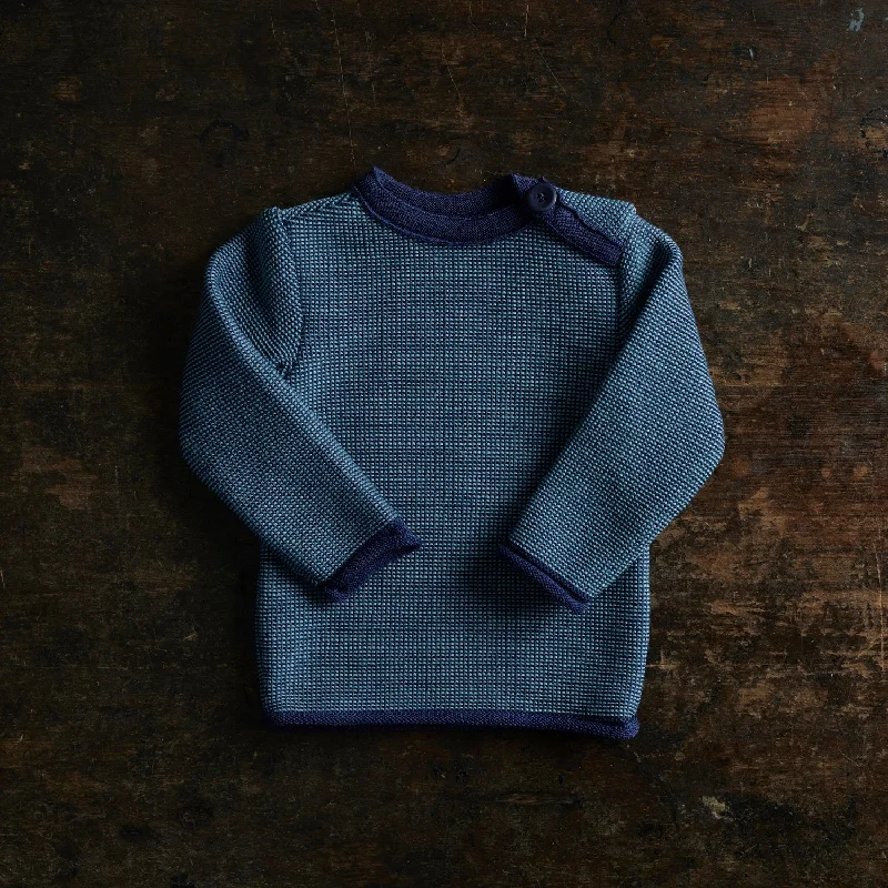 Baby & Kids Merino Wool Jumper - Navy/Lagoon Sleek Women's 