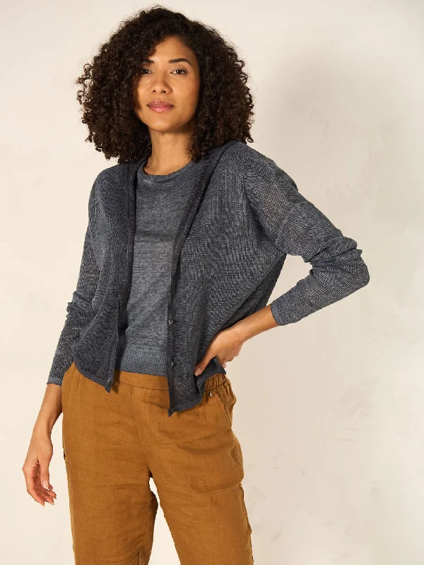 Nile Linen Hooded Cardigan Geometric