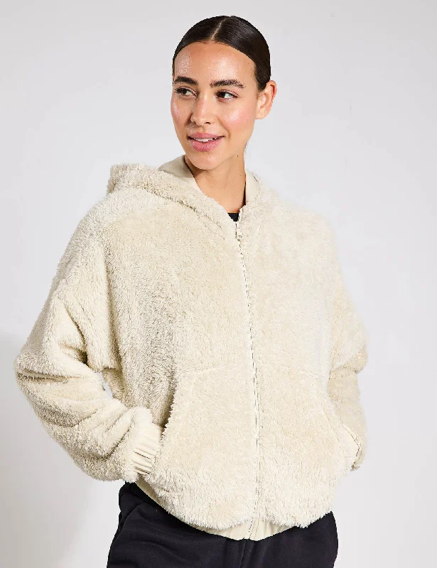 Recycled Fleece Bomber - Sandstone Relaxed Women's 