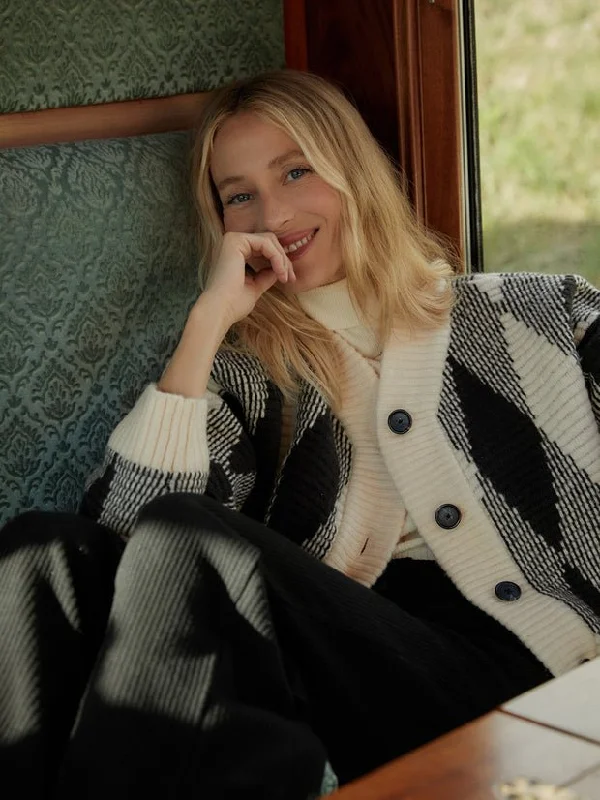 Varley Nancy Jacquard Knit Jacket / Whitecap Grey Diamond Street