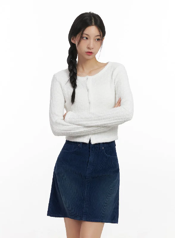 Angora Buttoned Crop Cardigan CN428 Cool Women's Skate