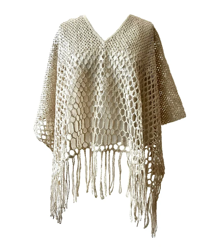 BRUNELLO CUCINELLI Dazzling Dégradé Embroidery Poncho Cool Women's Distressed