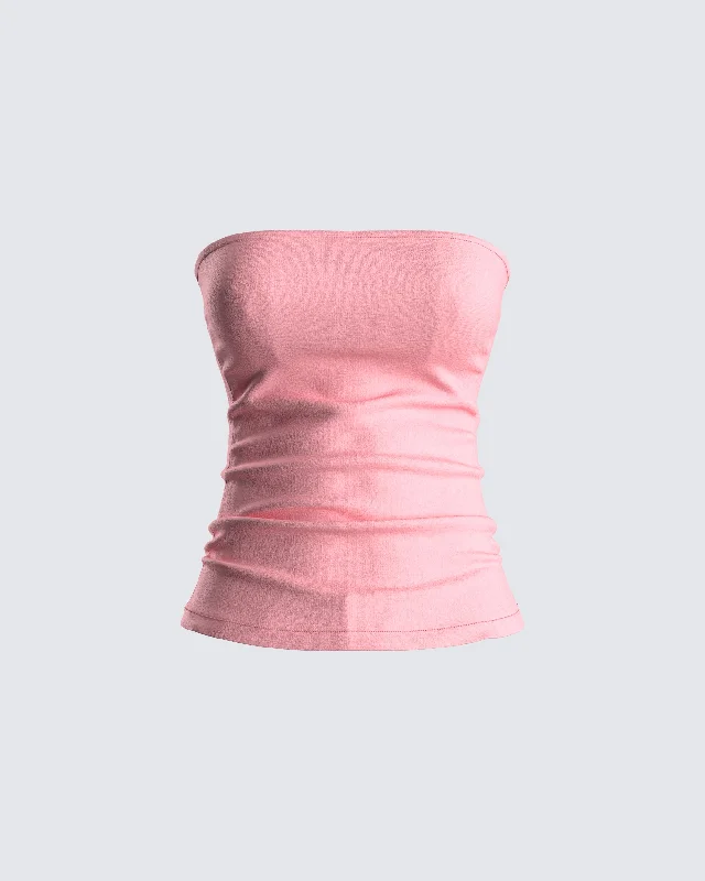 Citlali Pink Knit Tube Top Luxurious Women's High -  end