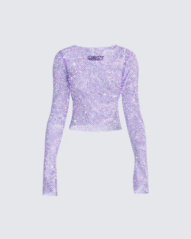 Danya Lavender Rhinestone Top Artistic Women's Hand - painted
