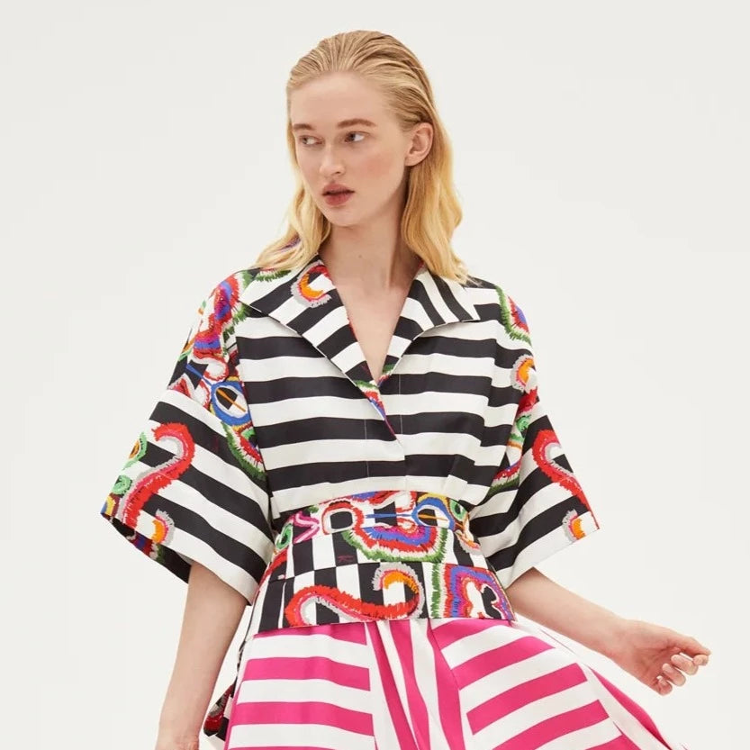 Greek Blouse Claudia - Rokoko Classic Women's Pin - striped