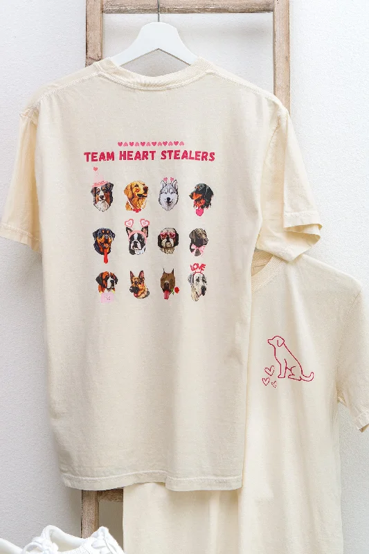 Dog Team Heart Stealers Short Sleeve Graphic Tee (ivory) Dynamic Women's High - energy