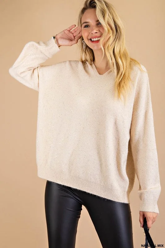 Sweet Truths Luxe Thread Hooded Sweater (Natural Mix) Refined Women's Classic 