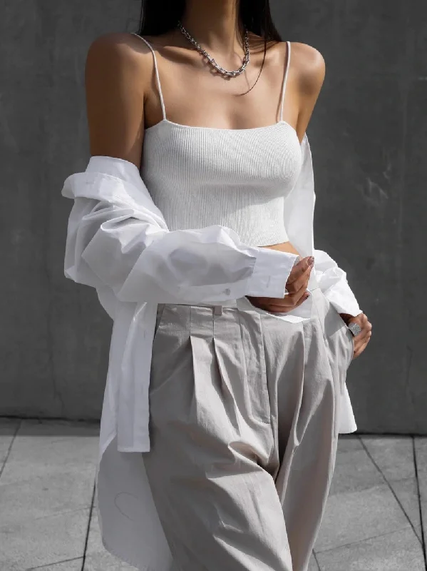 Classic Spaghetti Strap Crop Top Edgy Women's Punk