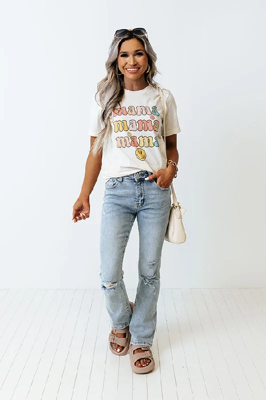 Smiley Mama Graphic Tee In Cream Confident Women's High - fashion