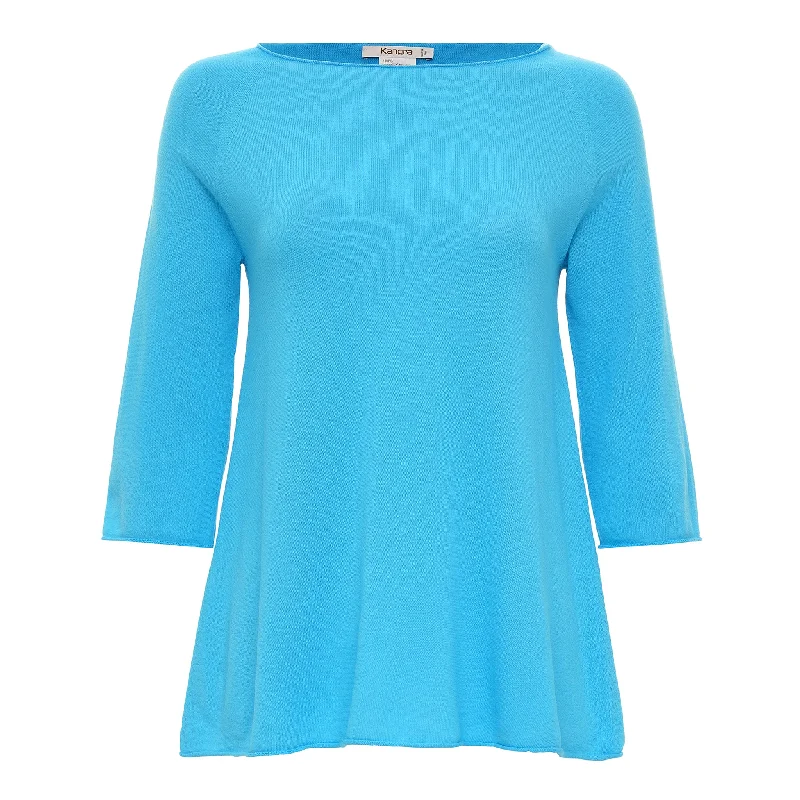 Cotton Boat Neck - Turquoise Dynamic Women's High - energy