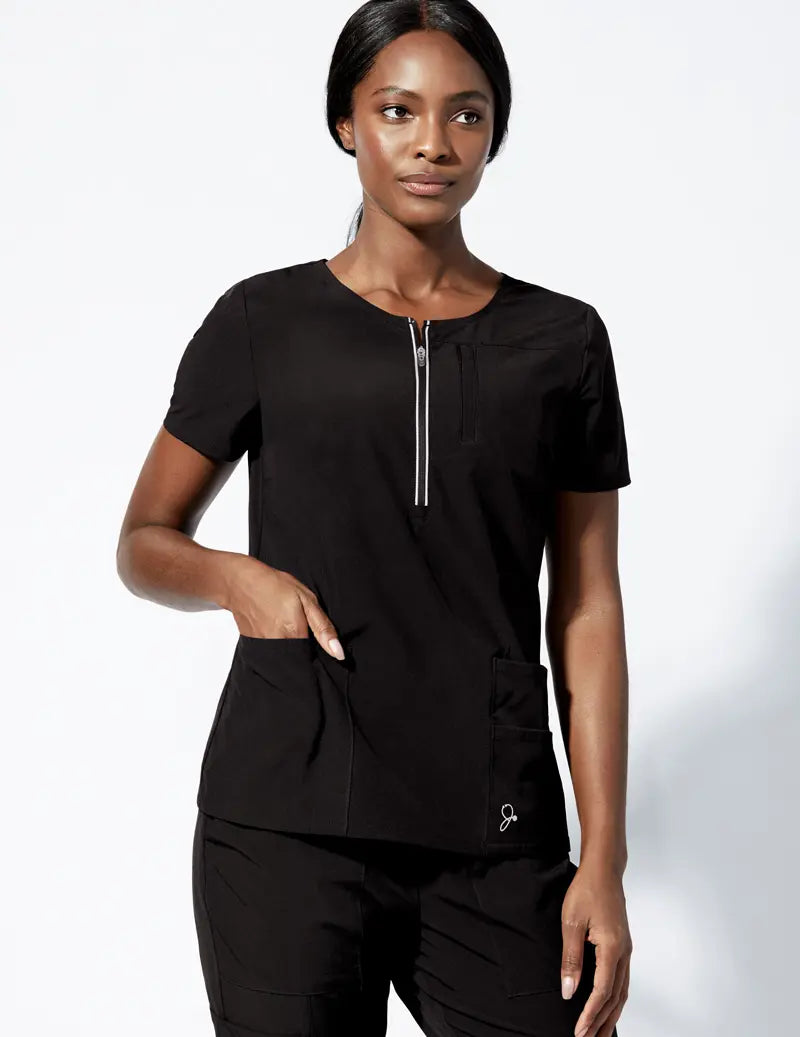 Jaanuu Women's Dash Half-Zip Top - Black Sleek Women's Metallic