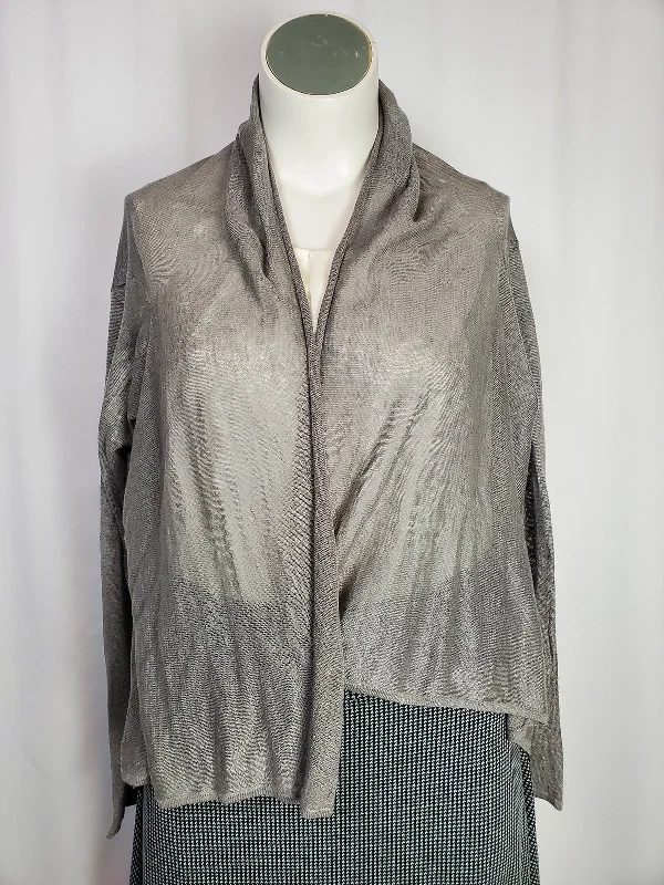 bryn Walker Size L Gray Knit Cardigan Sweater Compression