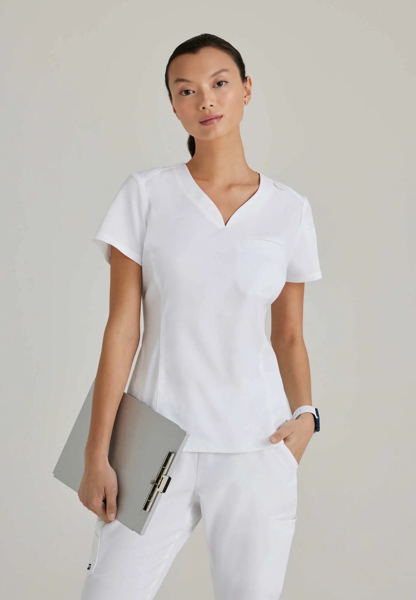 Grey's Anatomy Women's Capri Tuck-in Top - White Relaxed Women's Beachy