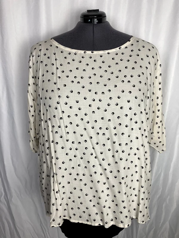 Jibri Size 3 (22) Cream & Black Print Shirt Bohemian Women's Free