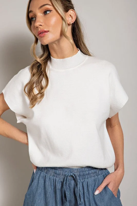 Mock Neck Short Sleeve Top Country