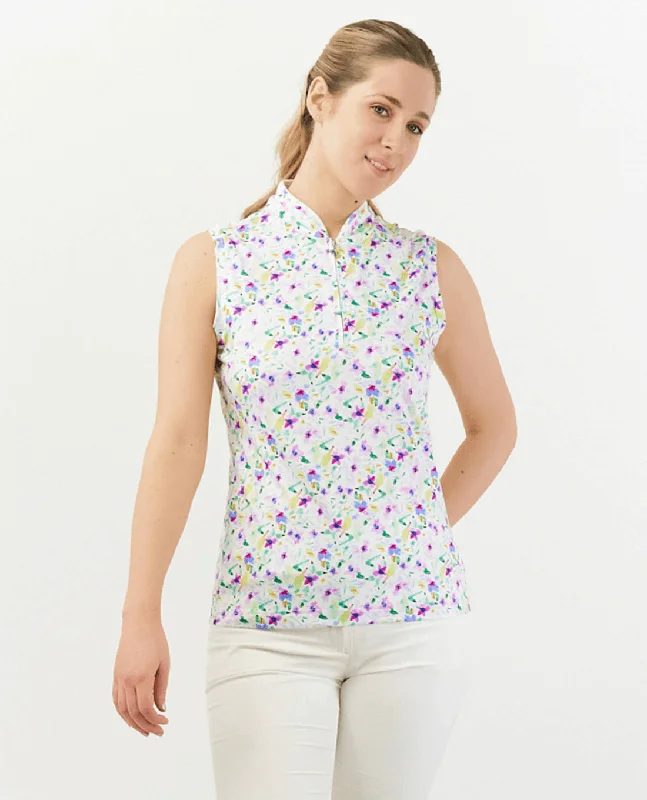 SIZE S - PURE GOLF Rise Sleeveless Polo 008 Ethereal Bouquet Adventure