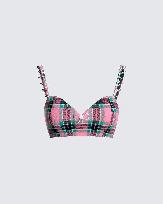 Amanda Multi Plaid Crop Top Minimalist Women's Casual