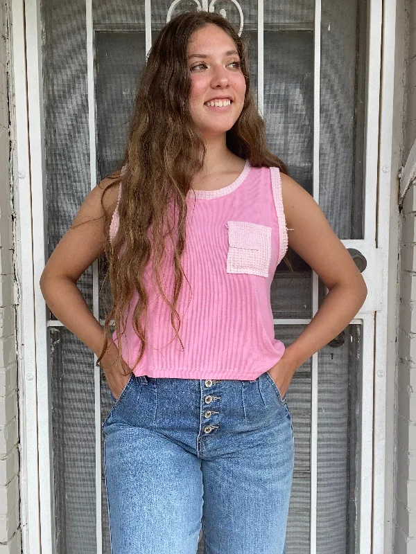 Bubble Gum Pink Sleeveless Tank Gym