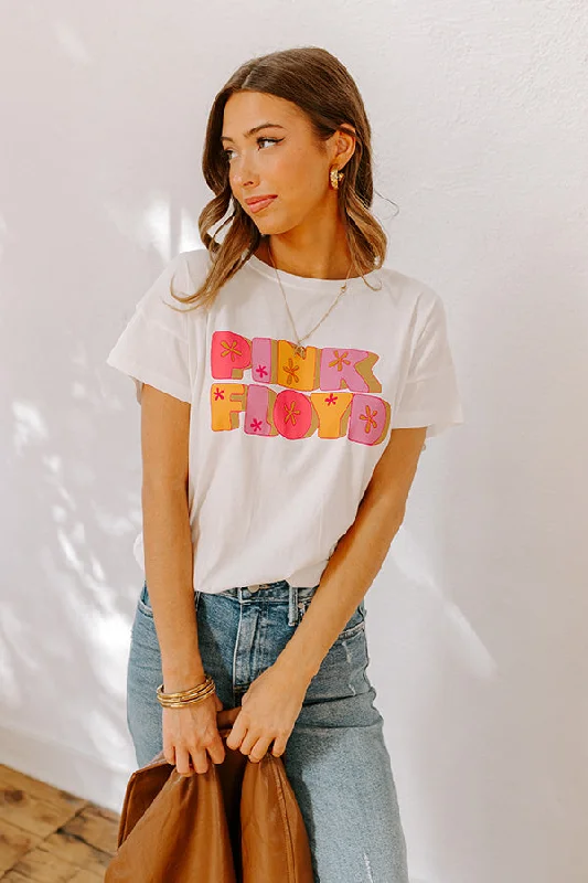 Pink Floyd Logo Graphic Tee Classic Women's Pin - striped