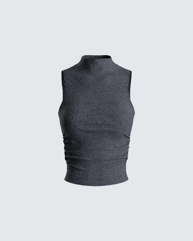 Nico Grey Jersey Mock Neck Top Modern Women's Tech