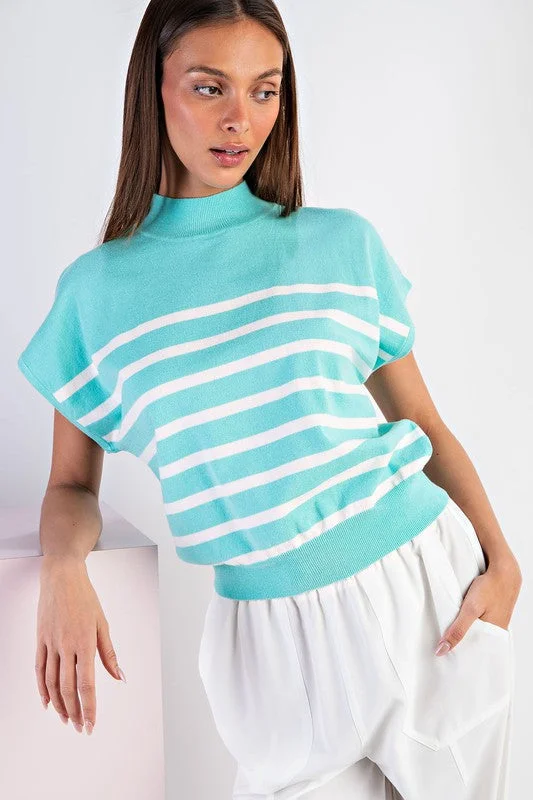 Short Sleeve Striped Top Casual Women's Japanese 