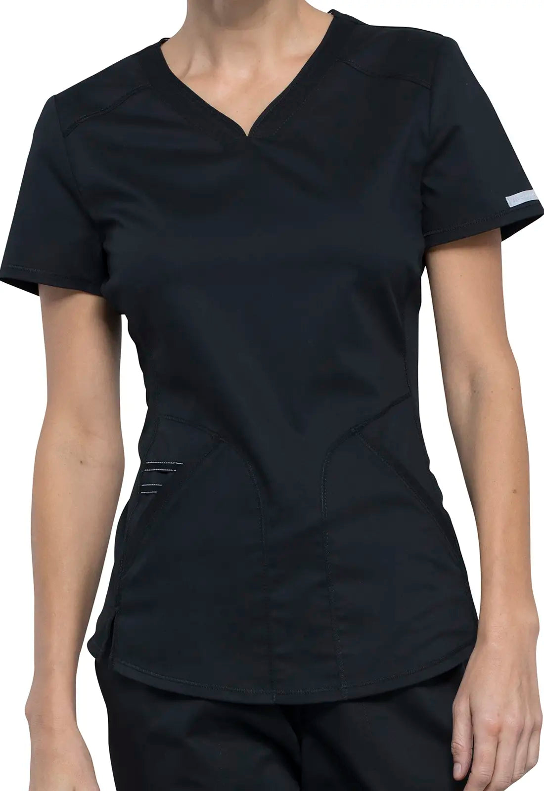 Cherokee Women's 2-Pocket V-Neck Top - Black Cozy Women's Sherpa - lined